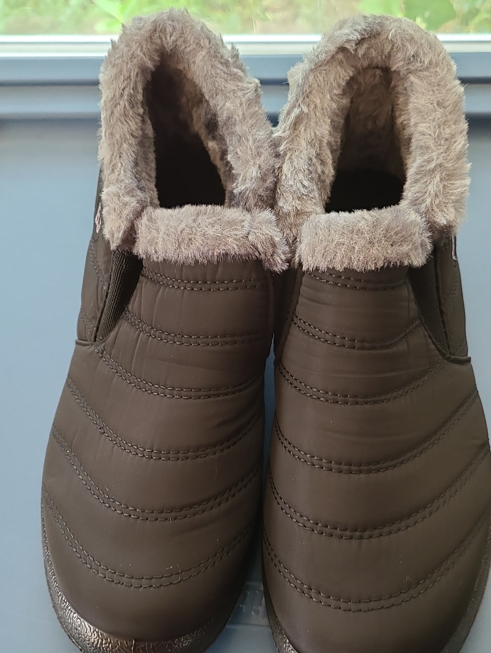 Women's Brown Faux-Fur Lined Slip-On Ankle Booties